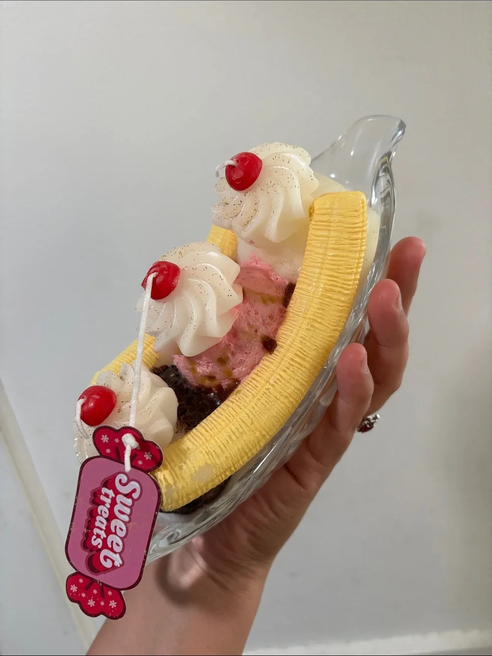Banana Split Cake Topper — Yellow, Pink, White